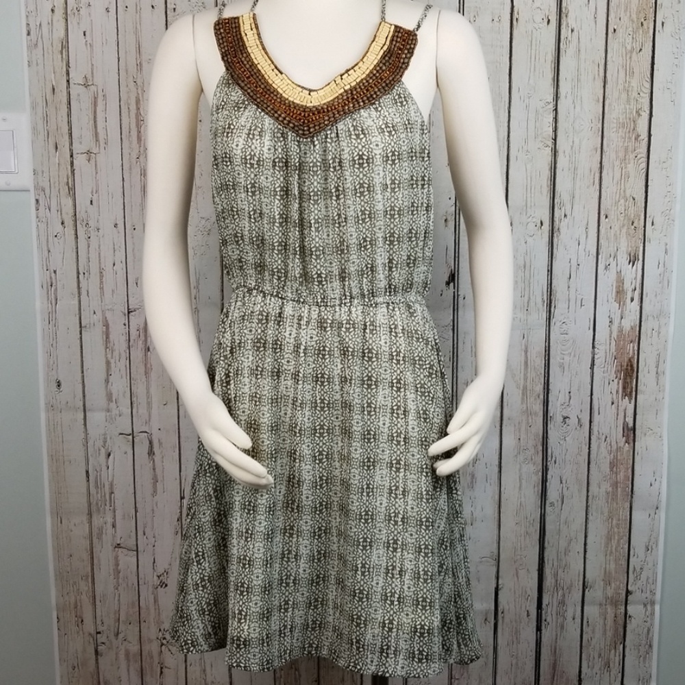 Maurcies Beaded Neck Dress